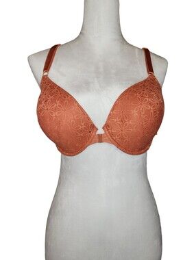 Victoria's Secret Sexy Tee Lace Front-Close Push-Up Bra - Peach/Rust 36DD NWT